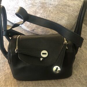 Black Pebbled leather Lindy style purse